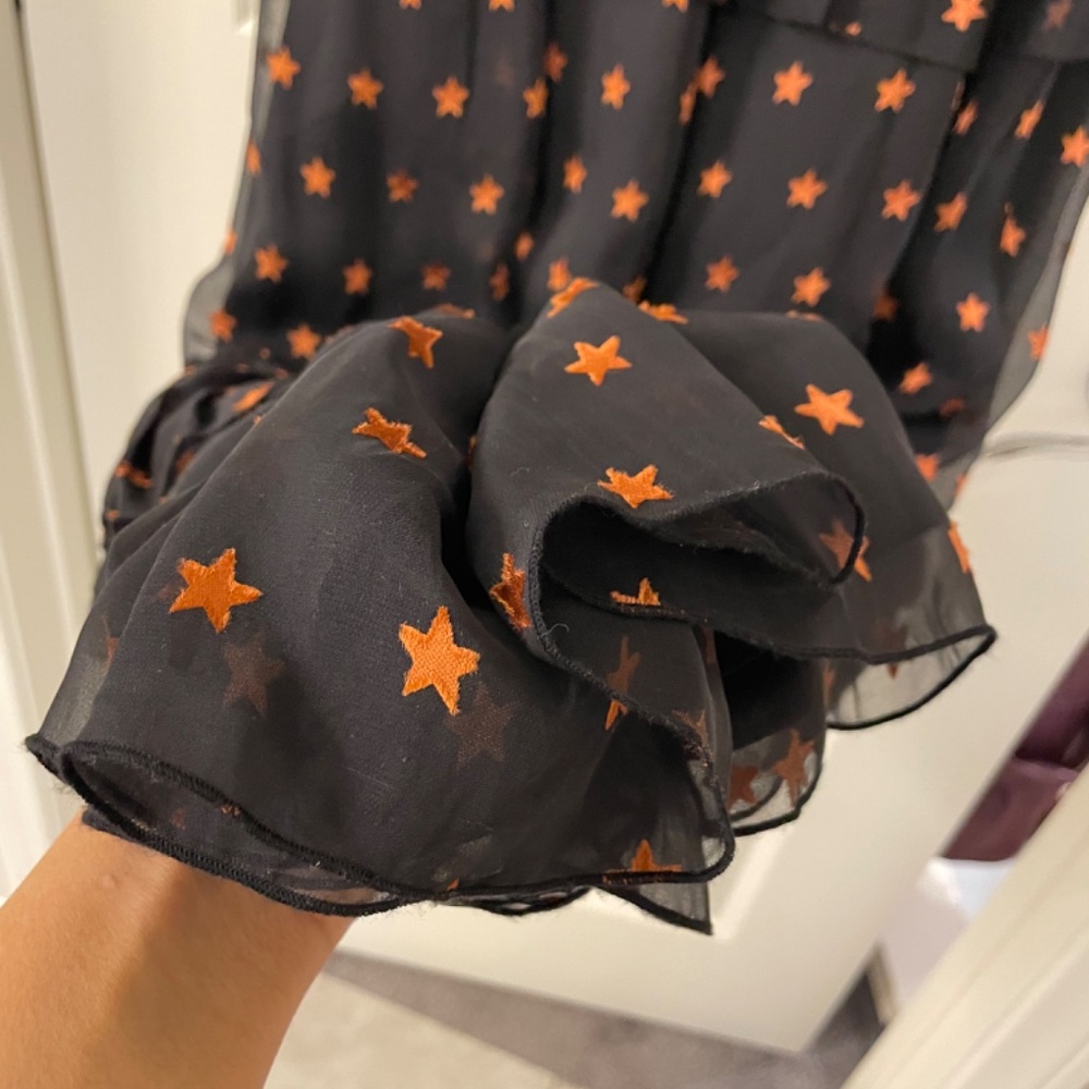 SCOTCH & SODA Maison Scotch Chiffon High Neck Star Jacquard Maxi Dress S… - Picture 7 of 15